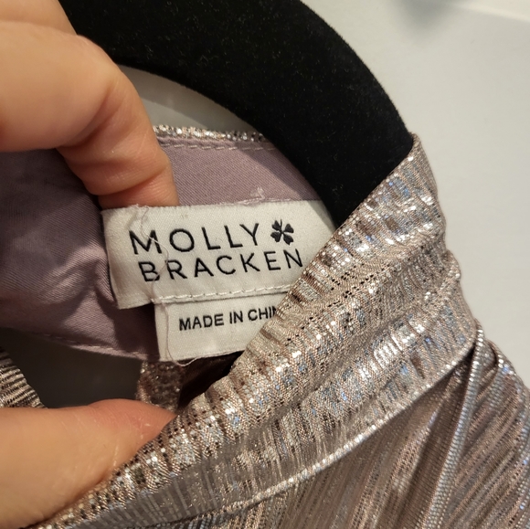 Rose gold/silver metallic lame mini dress - Picture 4 of 6